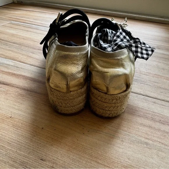 Miu Miu Gold ballet Platform Espadrille Shoes - Picture 5 of 7